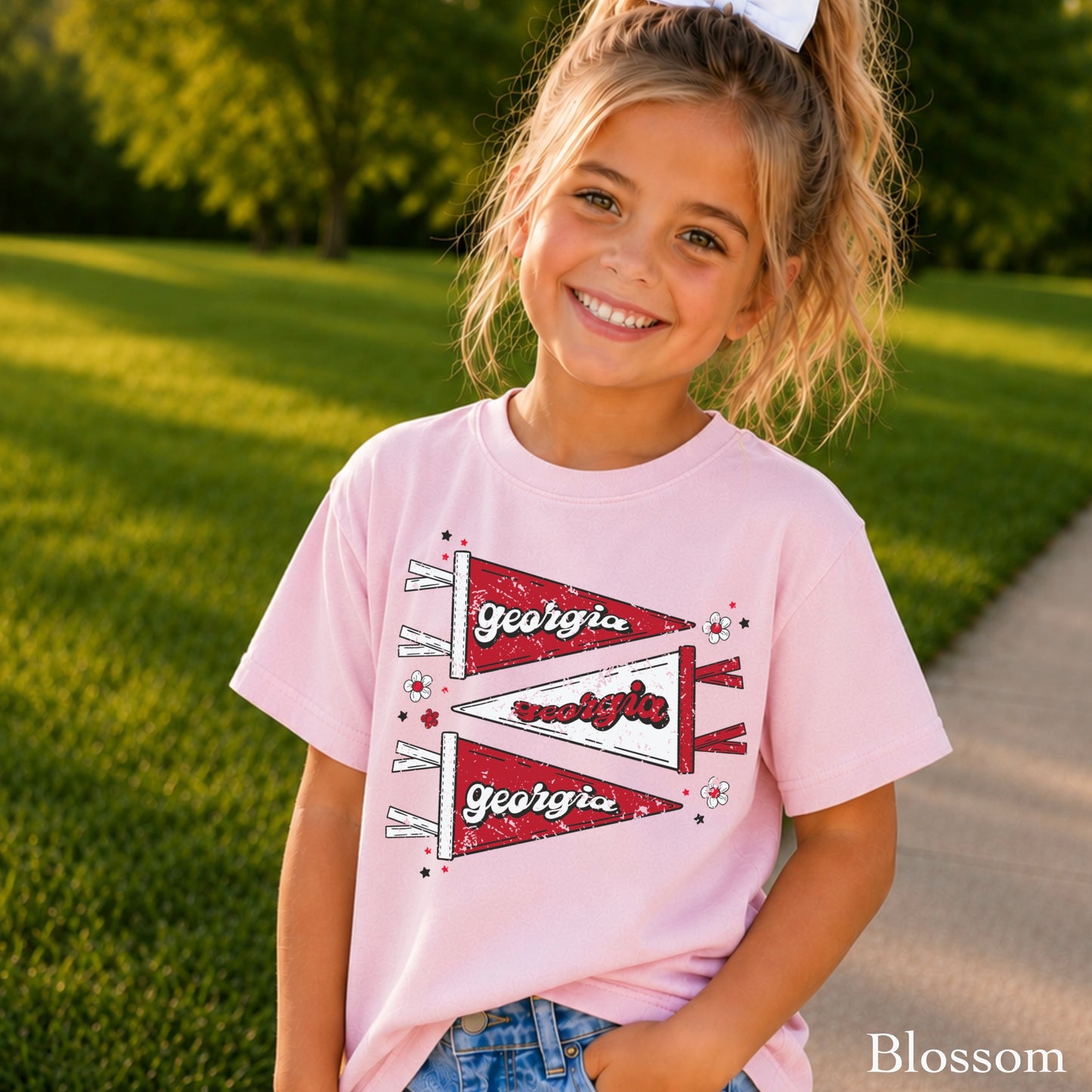 Red & Black Pennant Flag Youth Comfort Color T-Shirt