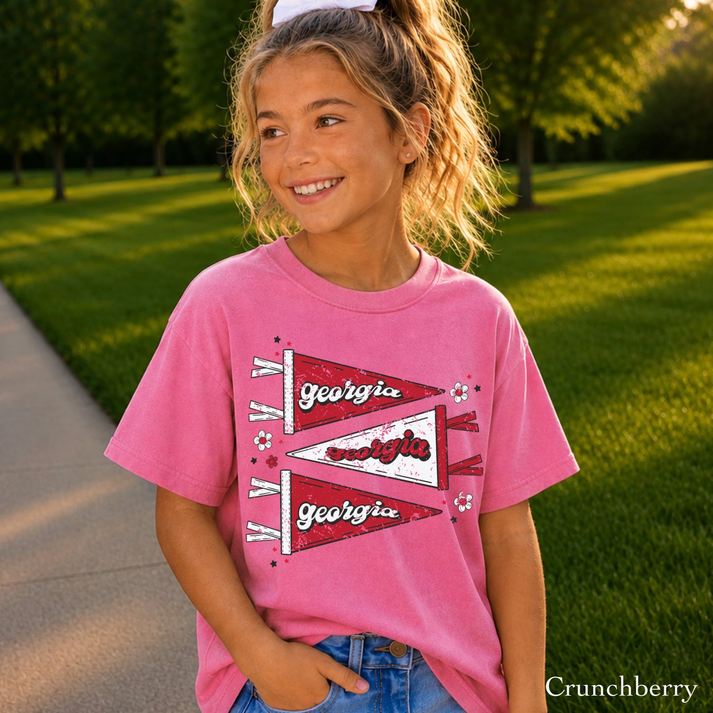 Red & Black Pennant Flag Youth Comfort Color T-Shirt