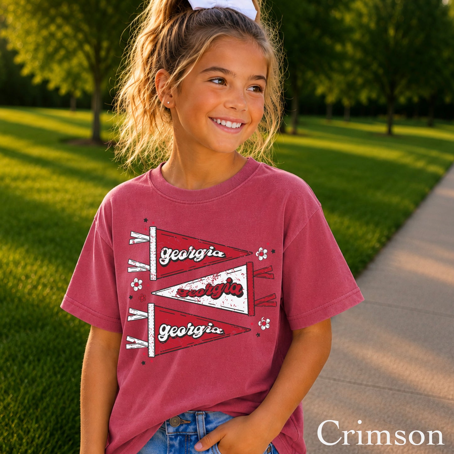 Red & Black Pennant Flag Youth Comfort Color T-Shirt