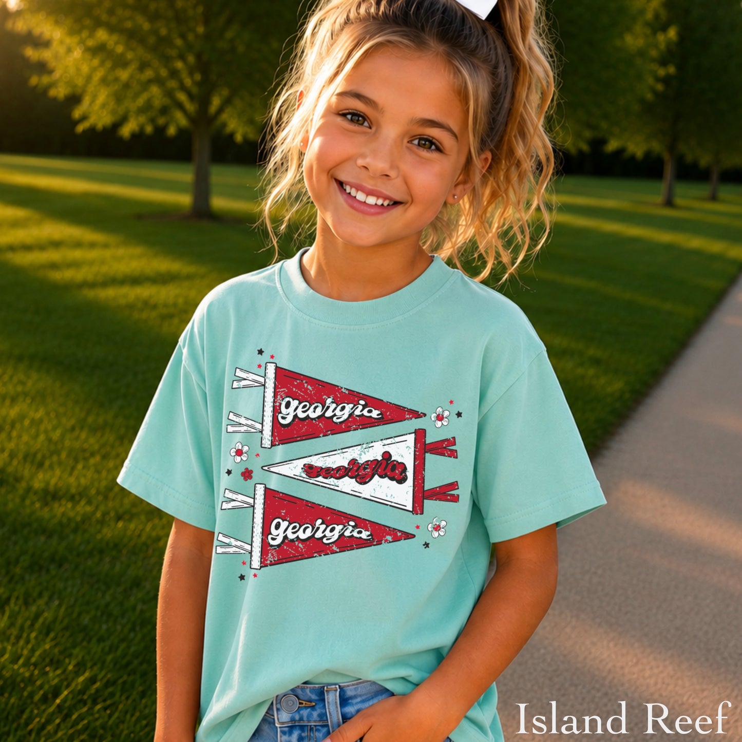 Red & Black Pennant Flag Youth Comfort Color T-Shirt