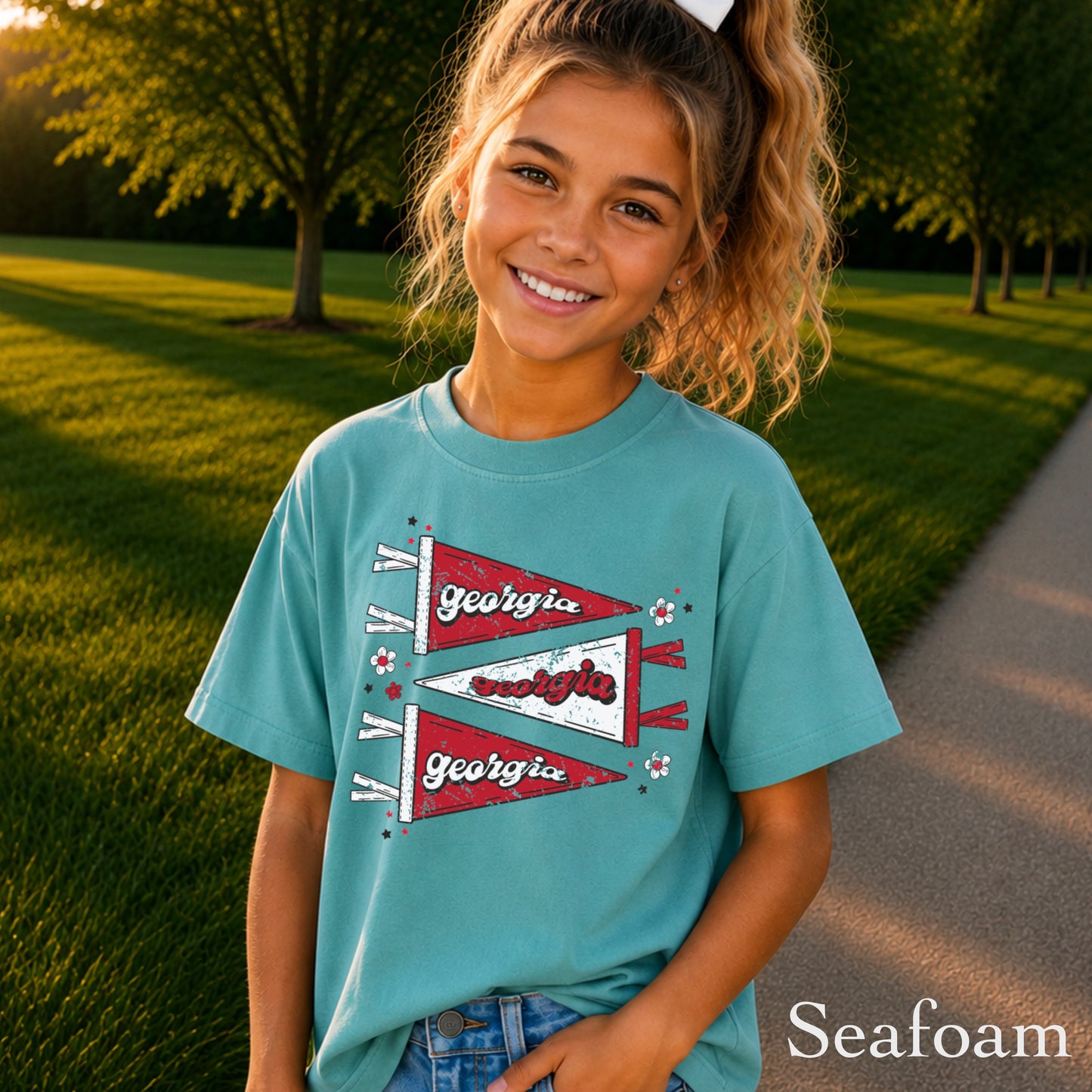 Red & Black Pennant Flag Youth Comfort Color T-Shirt