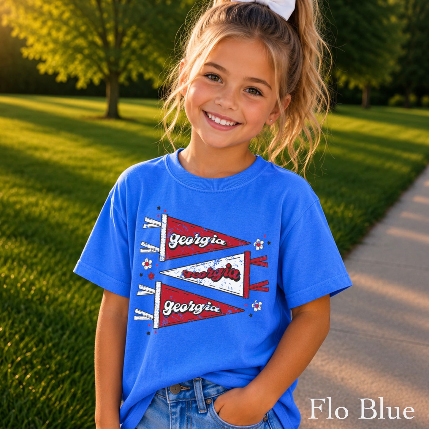 Red & Black Pennant Flag Youth Comfort Color T-Shirt