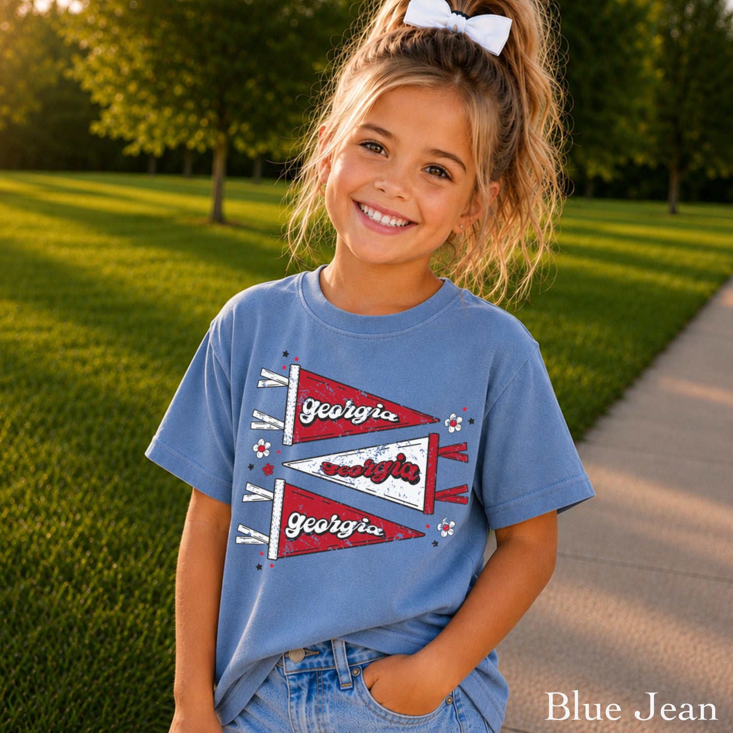 Red & Black Pennant Flag Youth Comfort Color T-Shirt
