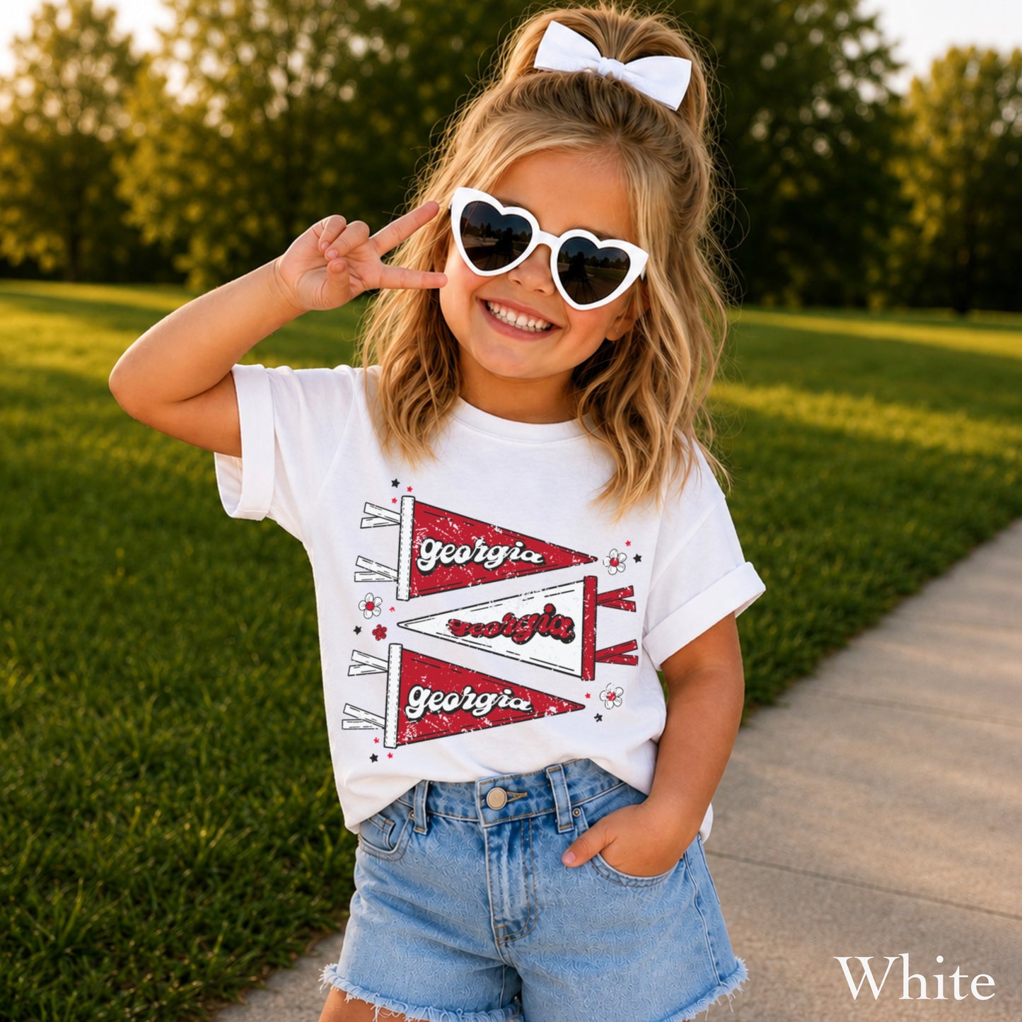 Red & Black Pennant Flag Youth Comfort Color T-Shirt