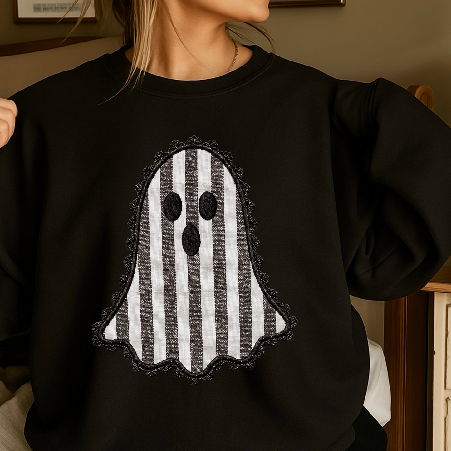 Lace Ghost Halloween Crewneck Sweatshirt