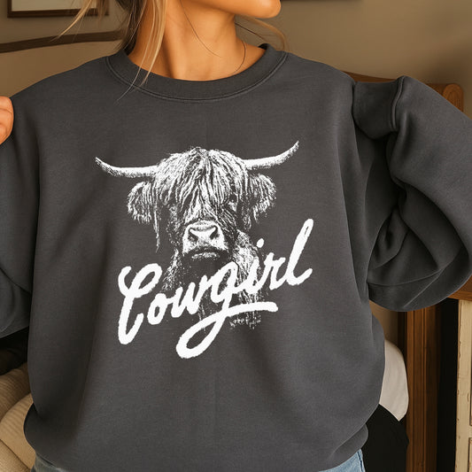Cowgirl Highland Cow Screen Print Transfer