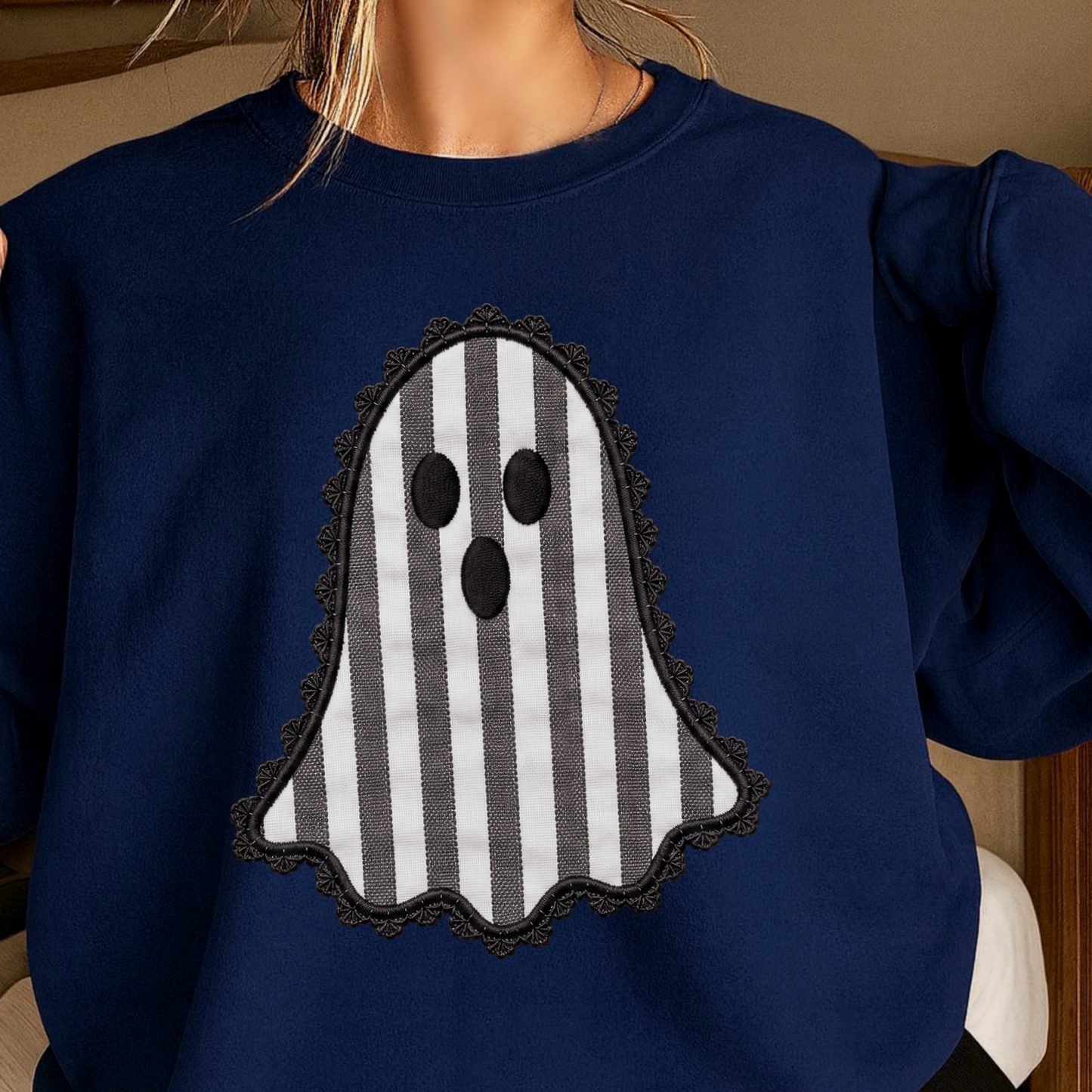 Lace Ghost Halloween Crewneck Sweatshirt