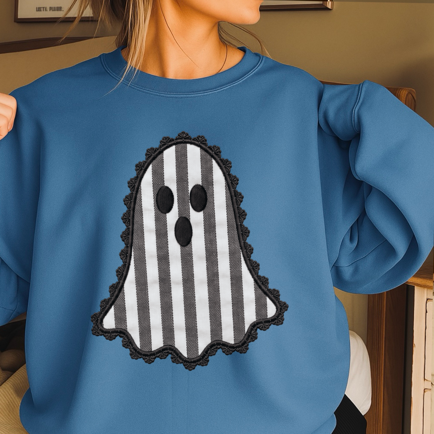 Lace Ghost Halloween Crewneck Sweatshirt