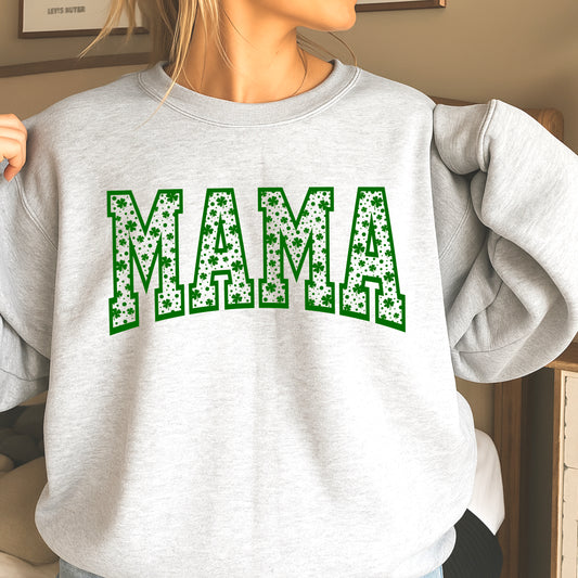 Mama St Patrick's Day Clovers Screen Print Transfer