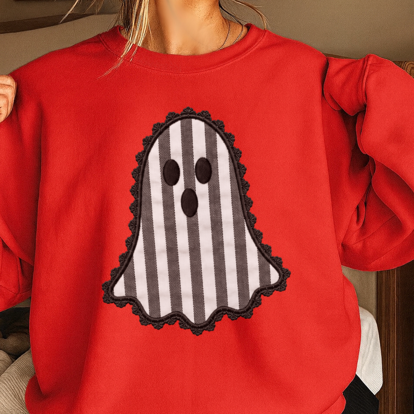 Lace Ghost Halloween Crewneck Sweatshirt