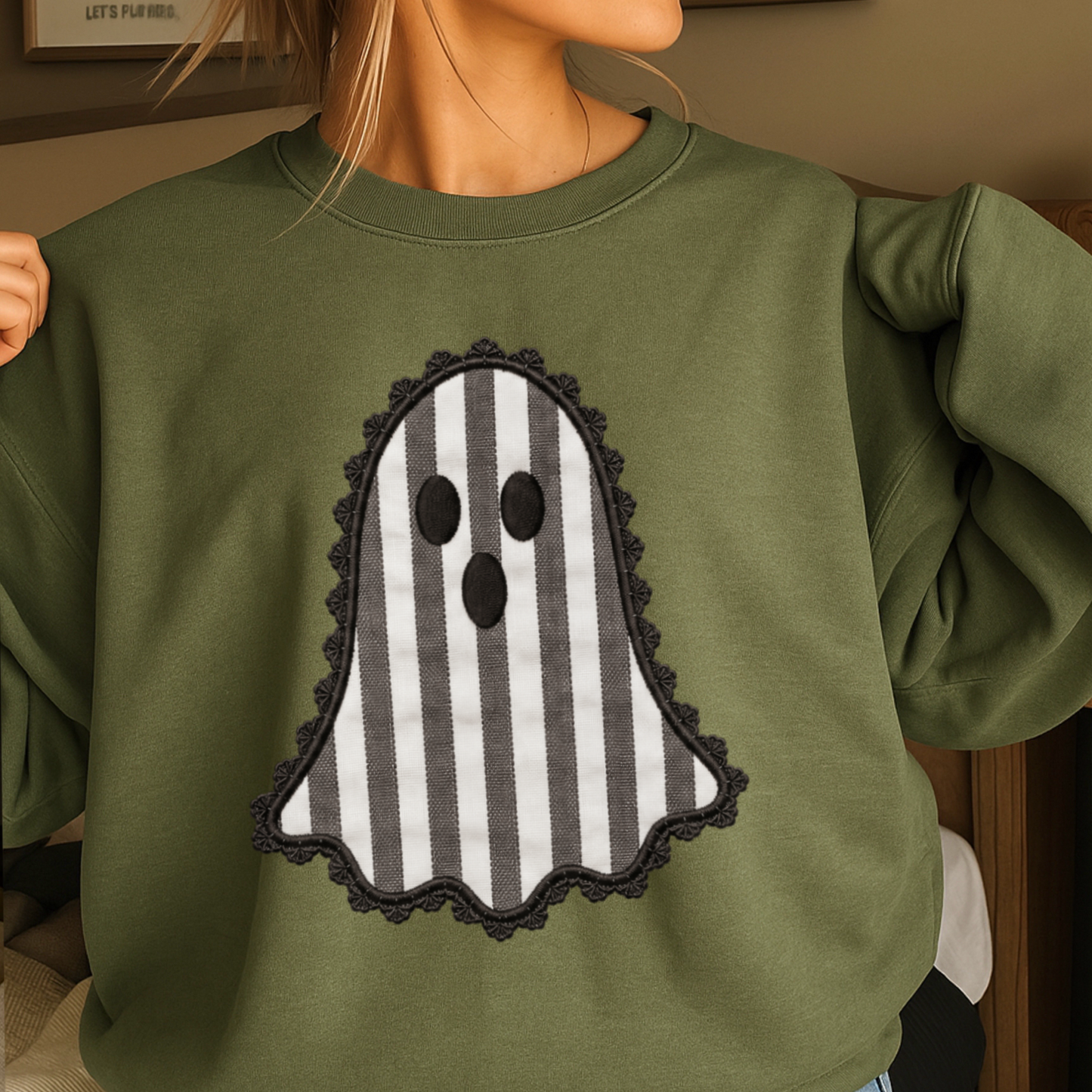 Lace Ghost Halloween Crewneck Sweatshirt