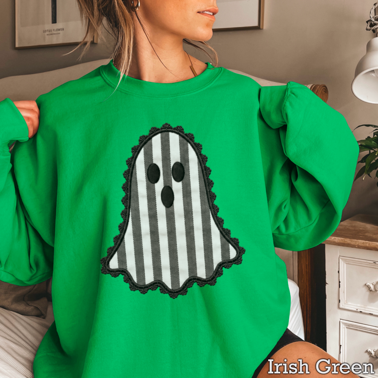 Lace Ghost Halloween Crewneck Sweatshirt