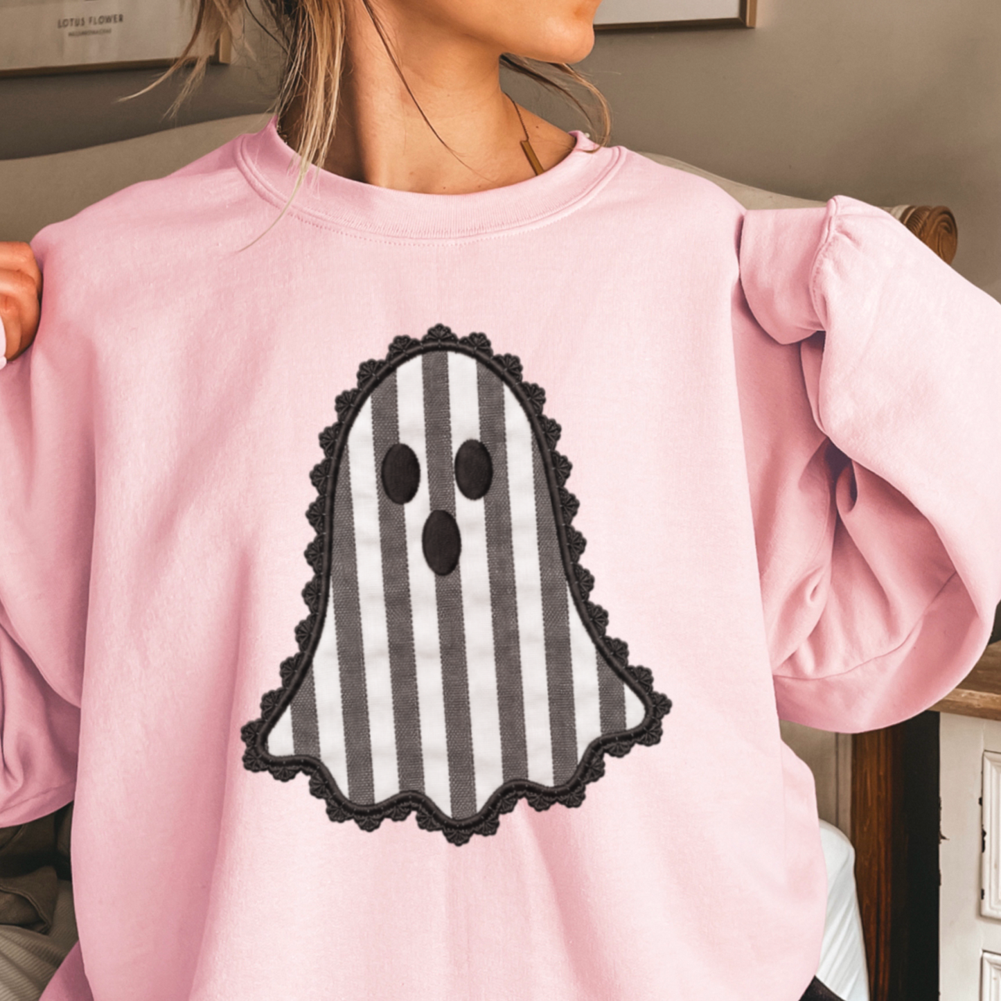 Lace Ghost Halloween Crewneck Sweatshirt