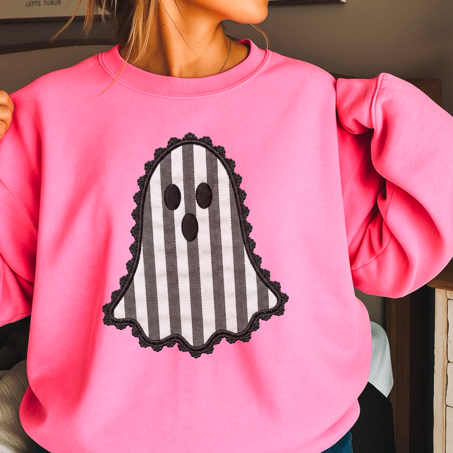 Lace Ghost Halloween Crewneck Sweatshirt