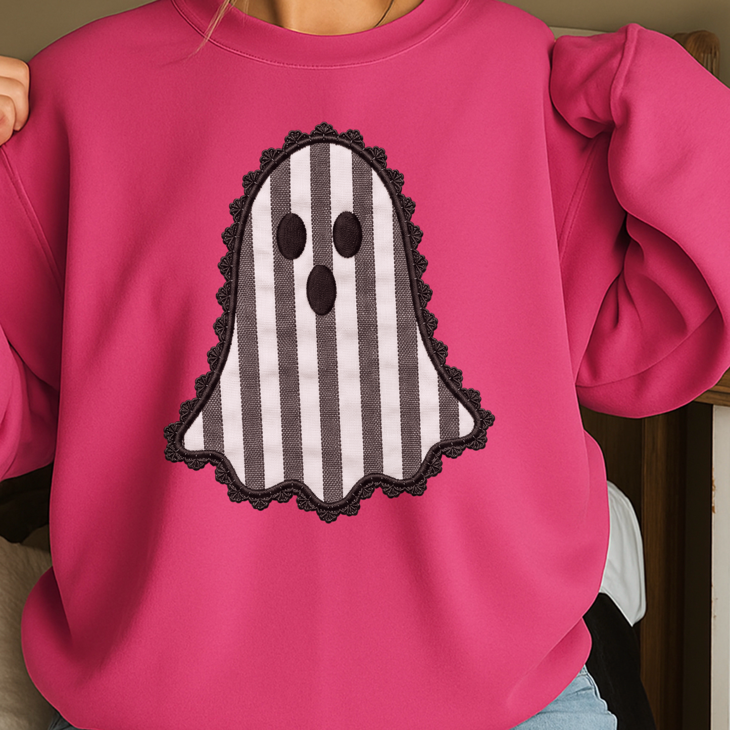 Lace Ghost Halloween Crewneck Sweatshirt