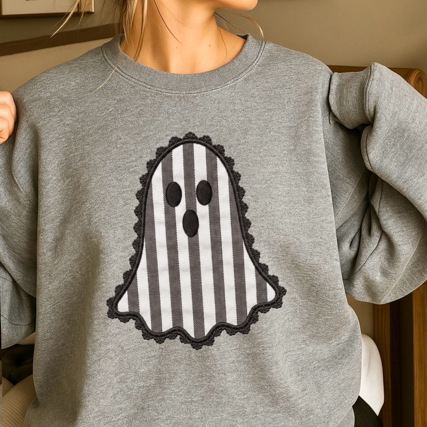 Lace Ghost Halloween Crewneck Sweatshirt