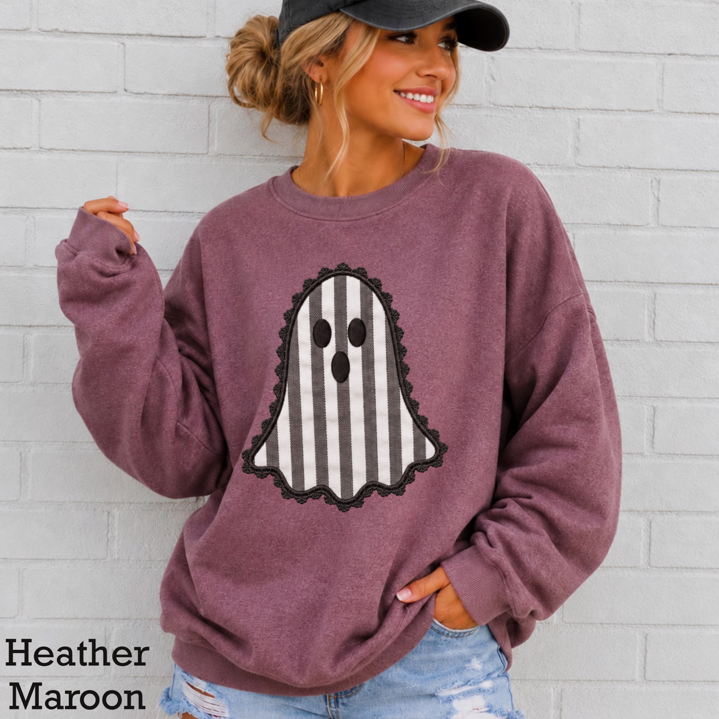 Lace Ghost Halloween Crewneck Sweatshirt