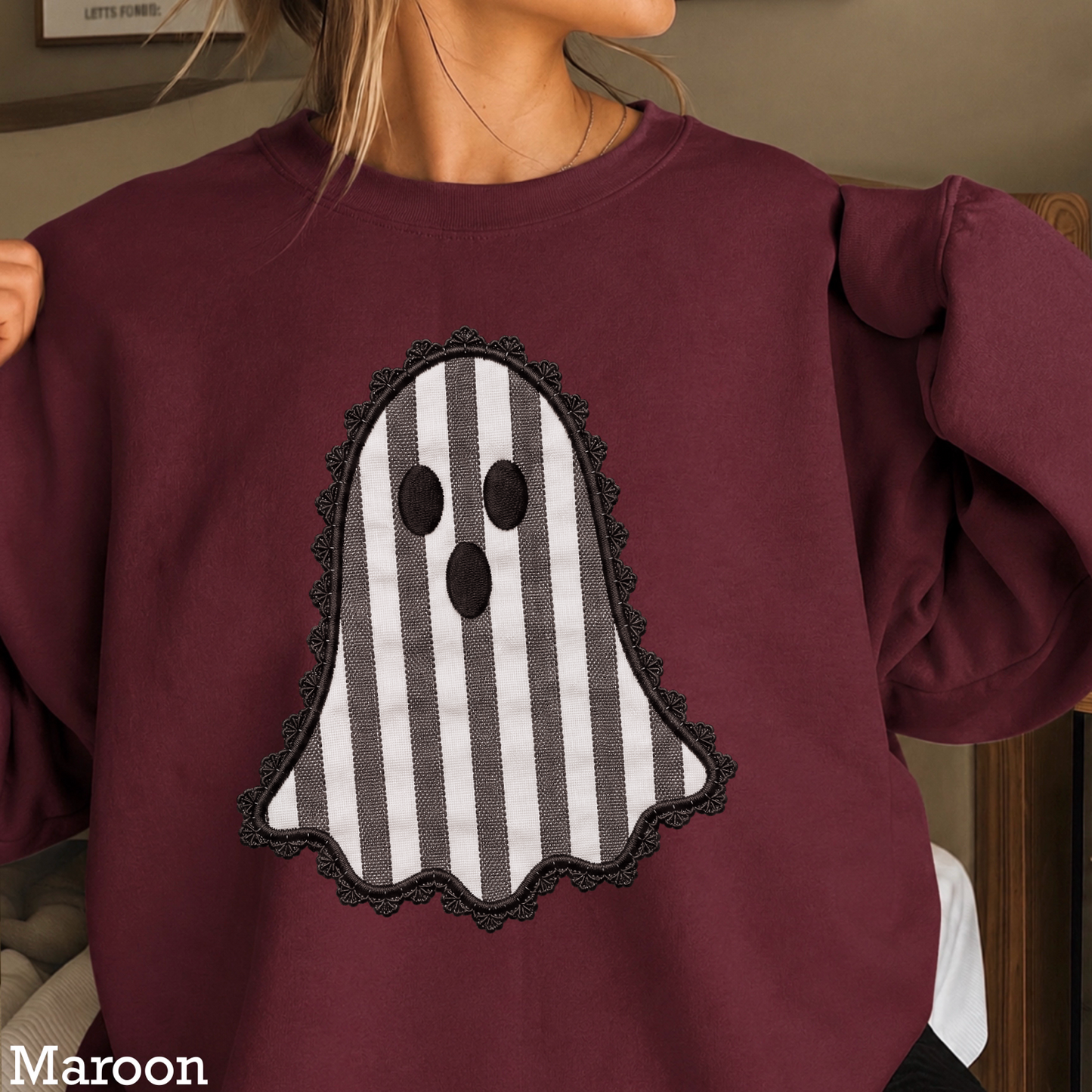 Lace Ghost Halloween Crewneck Sweatshirt