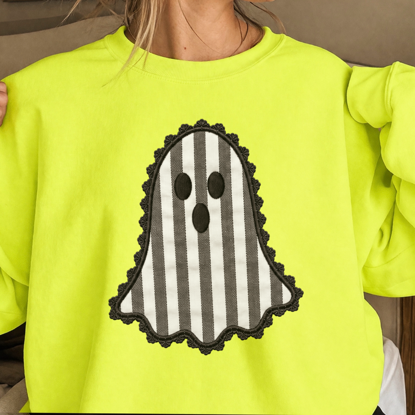Lace Ghost Halloween Crewneck Sweatshirt