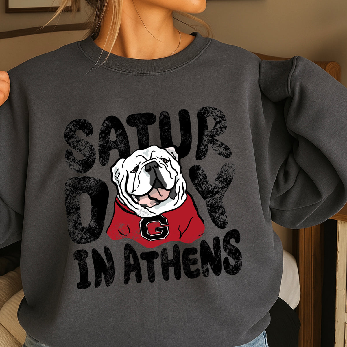 Saturday Red & Black Crewneck Sweatshirt