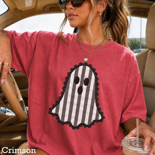 Lace Ghost Halloween Comfort Color Graphic Tee