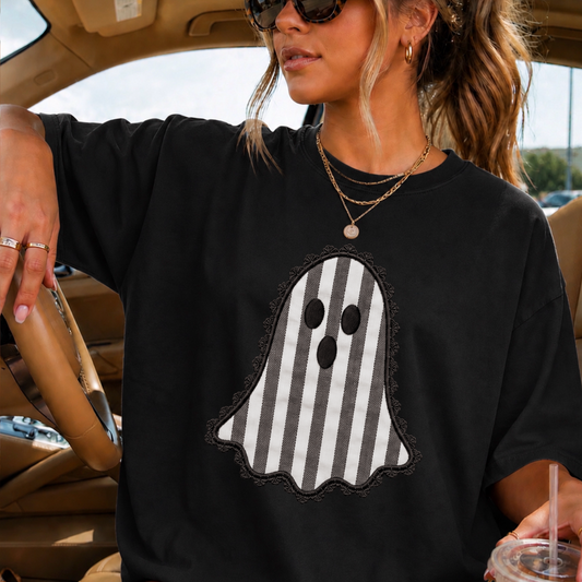 Lace Ghost Halloween Comfort Color Graphic Tee