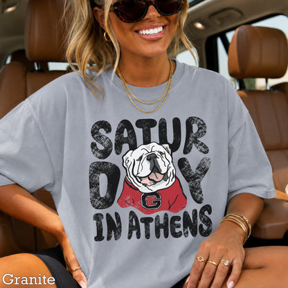 Saturday Red & Black Comfort Color Graphic Tee