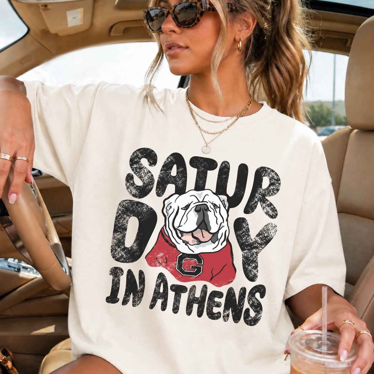 Saturday Red & Black Comfort Color Graphic Tee