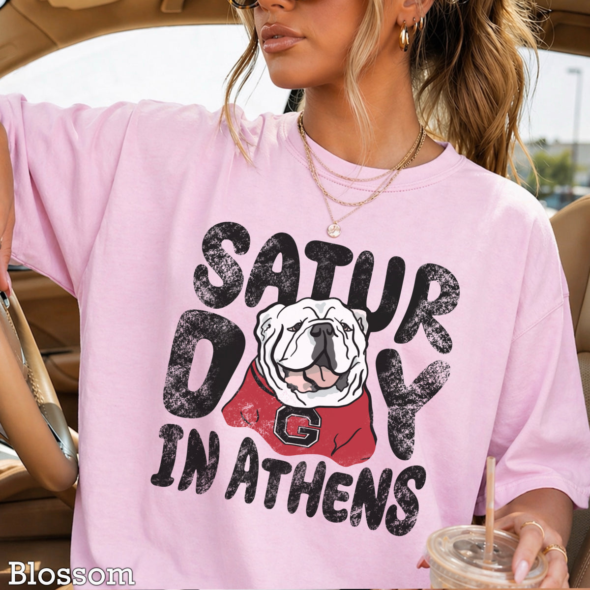 Saturday Red & Black Comfort Color Graphic Tee
