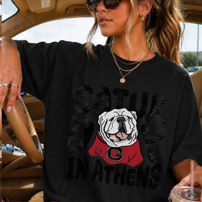 Saturday Red & Black Comfort Color Graphic Tee