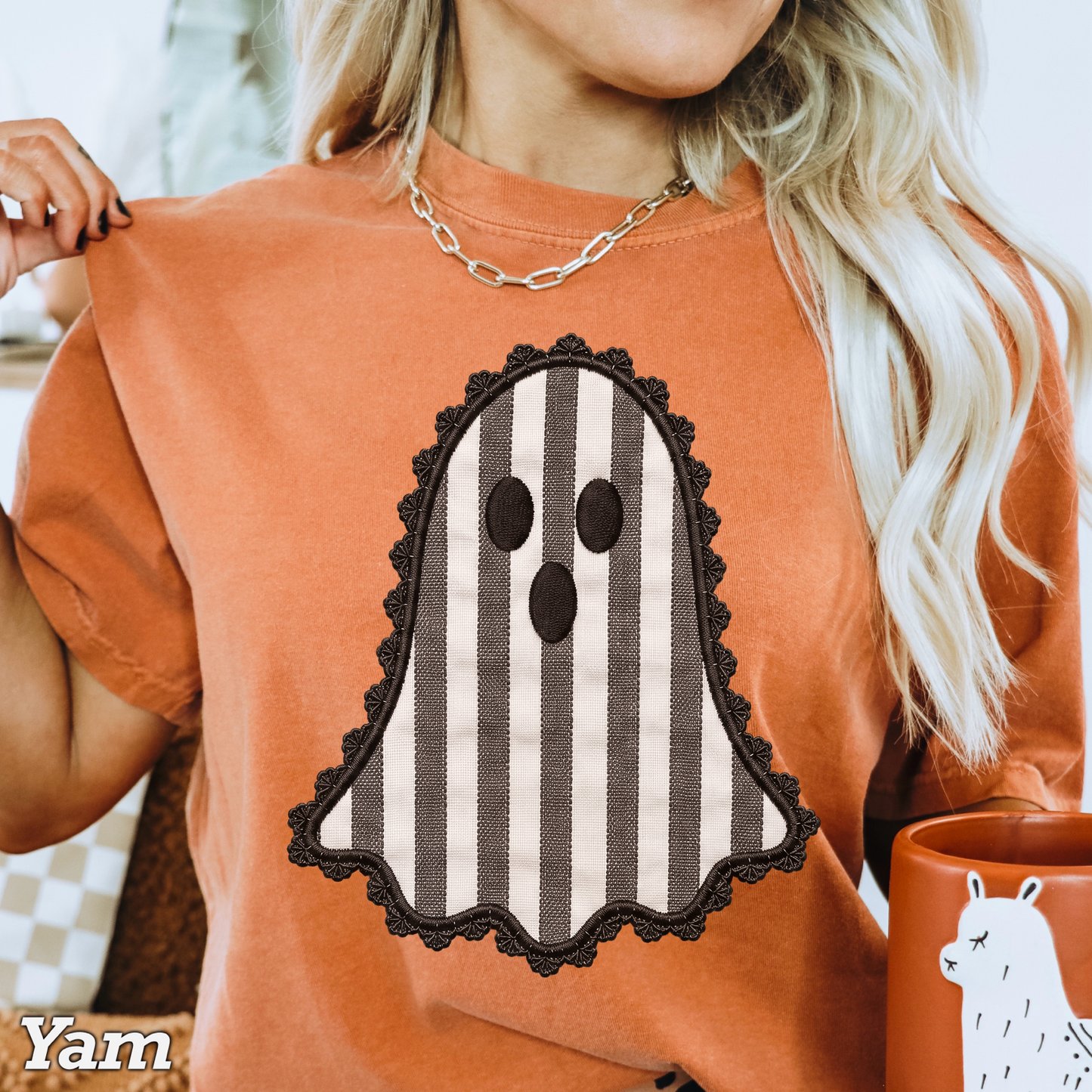 Lace Ghost Halloween Comfort Color Graphic Tee