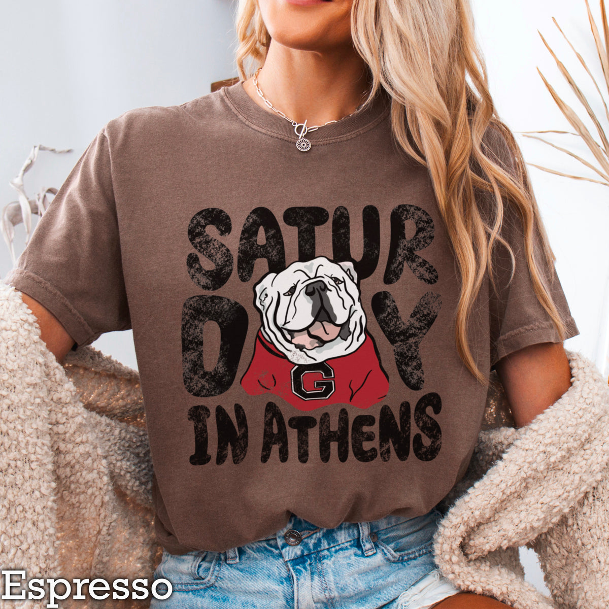 Saturday Red & Black Comfort Color Graphic Tee