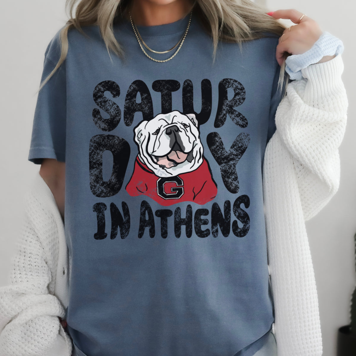 Saturday Red & Black Comfort Color Graphic Tee