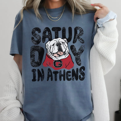 Saturday Red & Black Comfort Color Graphic Tee