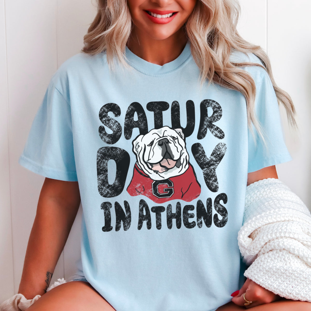 Saturday Red & Black Comfort Color Graphic Tee