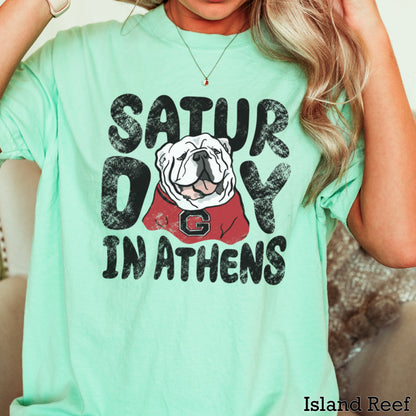Saturday Red & Black Comfort Color Graphic Tee