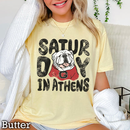 Saturday Red & Black Comfort Color Graphic Tee