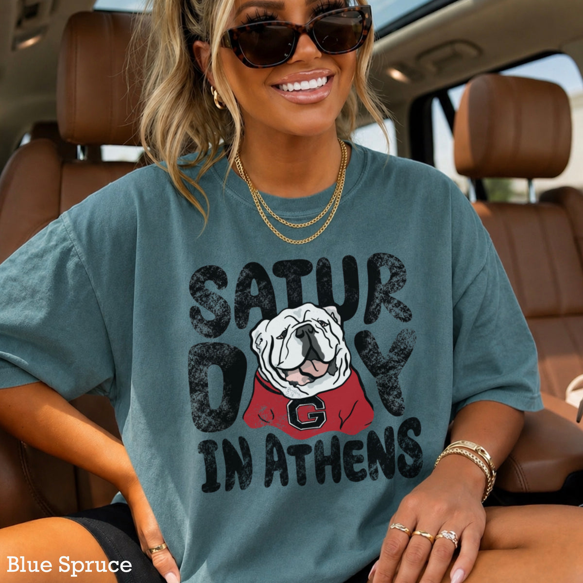 Saturday Red & Black Comfort Color Graphic Tee