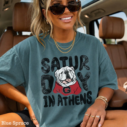Saturday Red & Black Comfort Color Graphic Tee
