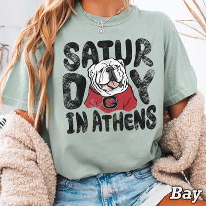 Saturday Red & Black Comfort Color Graphic Tee