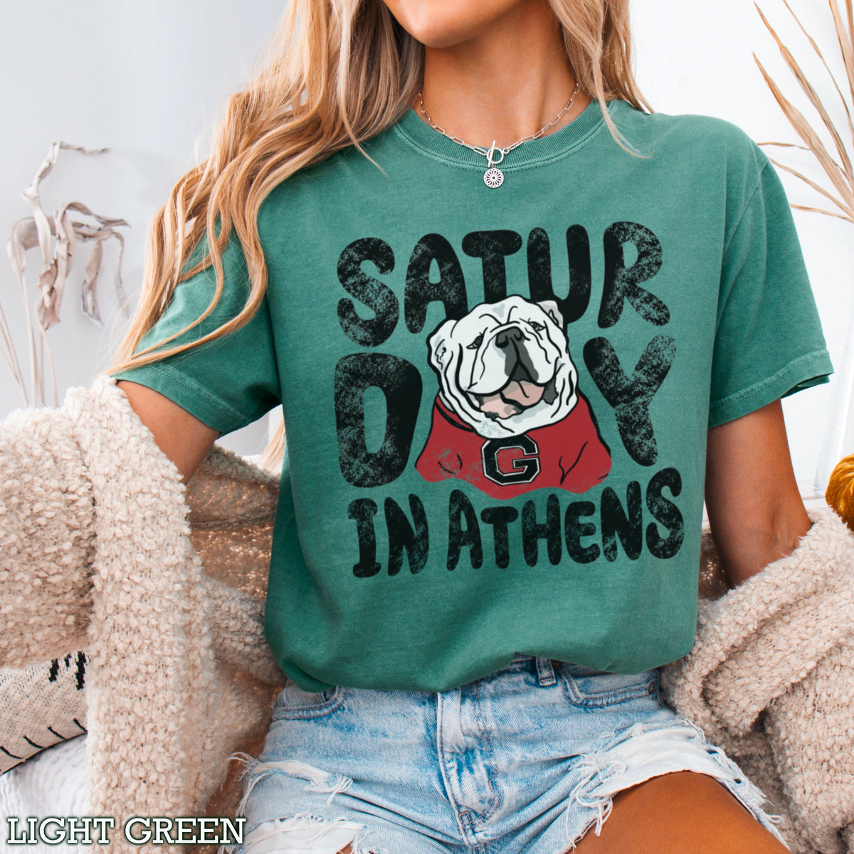 Saturday Red & Black Comfort Color Graphic Tee