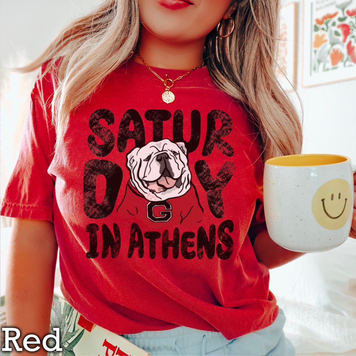 Saturday Red & Black Comfort Color Graphic Tee
