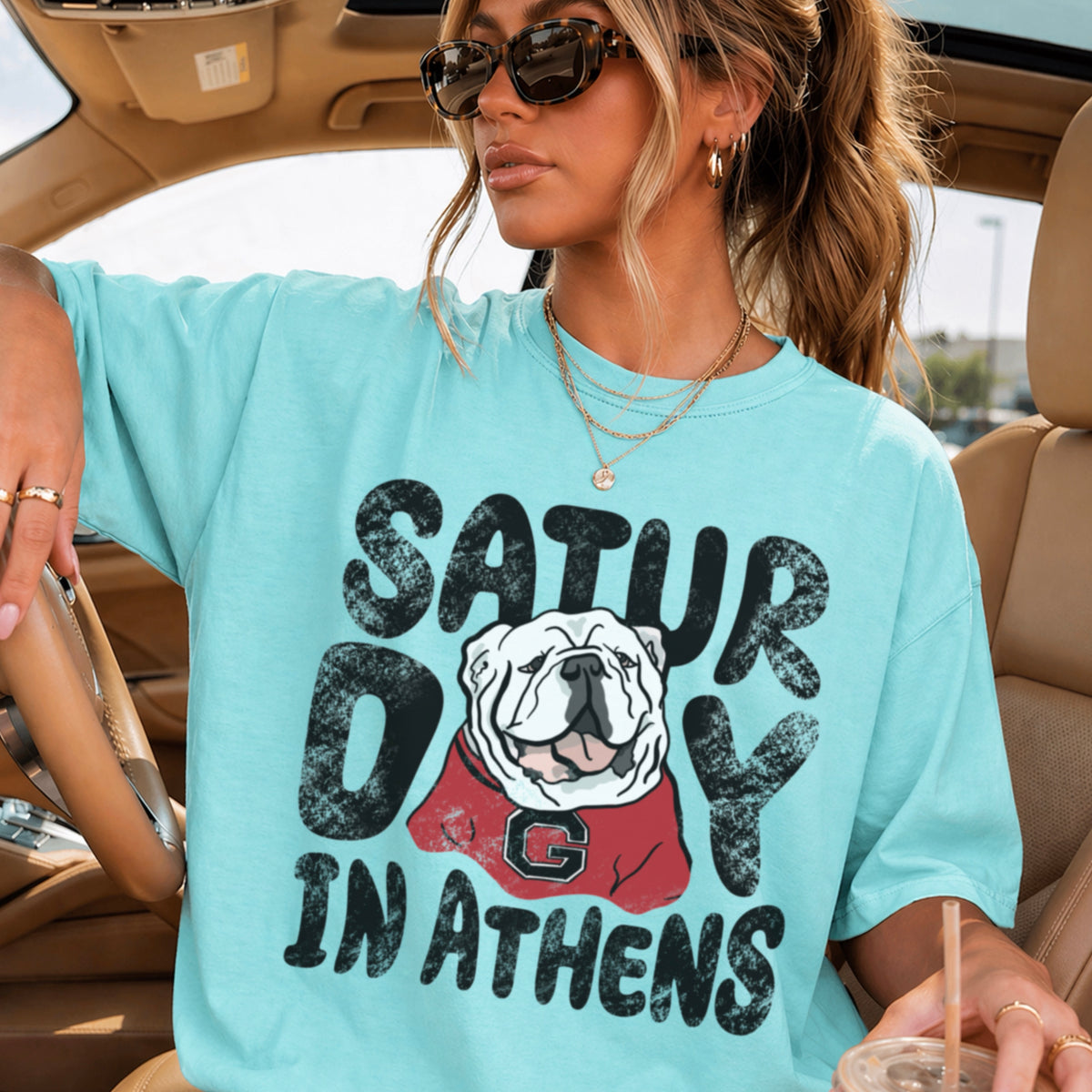 Saturday Red & Black Comfort Color Graphic Tee