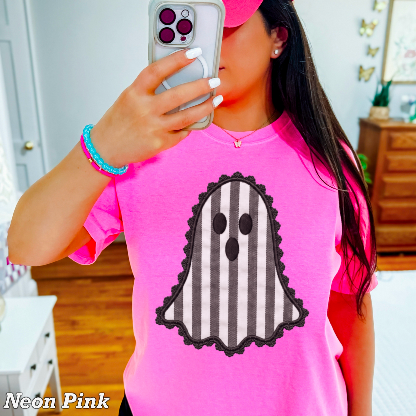Lace Ghost Halloween Comfort Color Graphic Tee