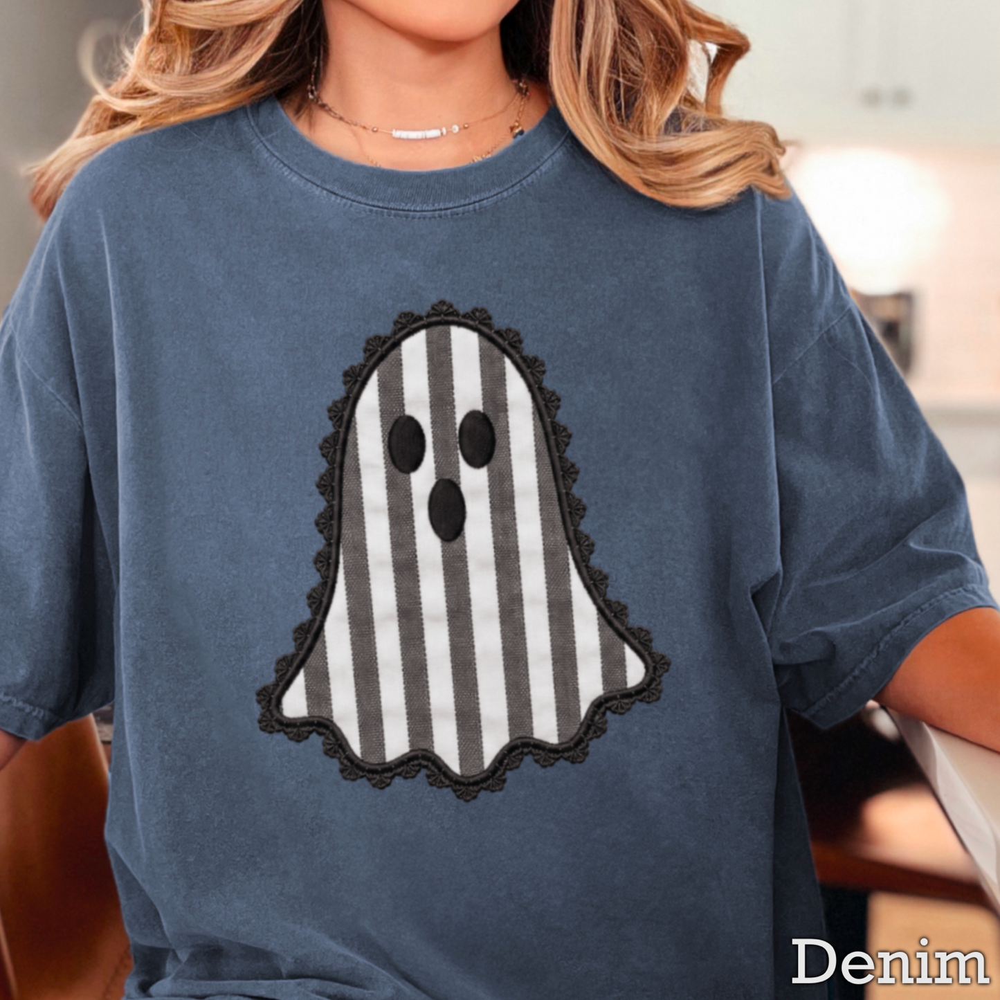 Lace Ghost Halloween Comfort Color Graphic Tee