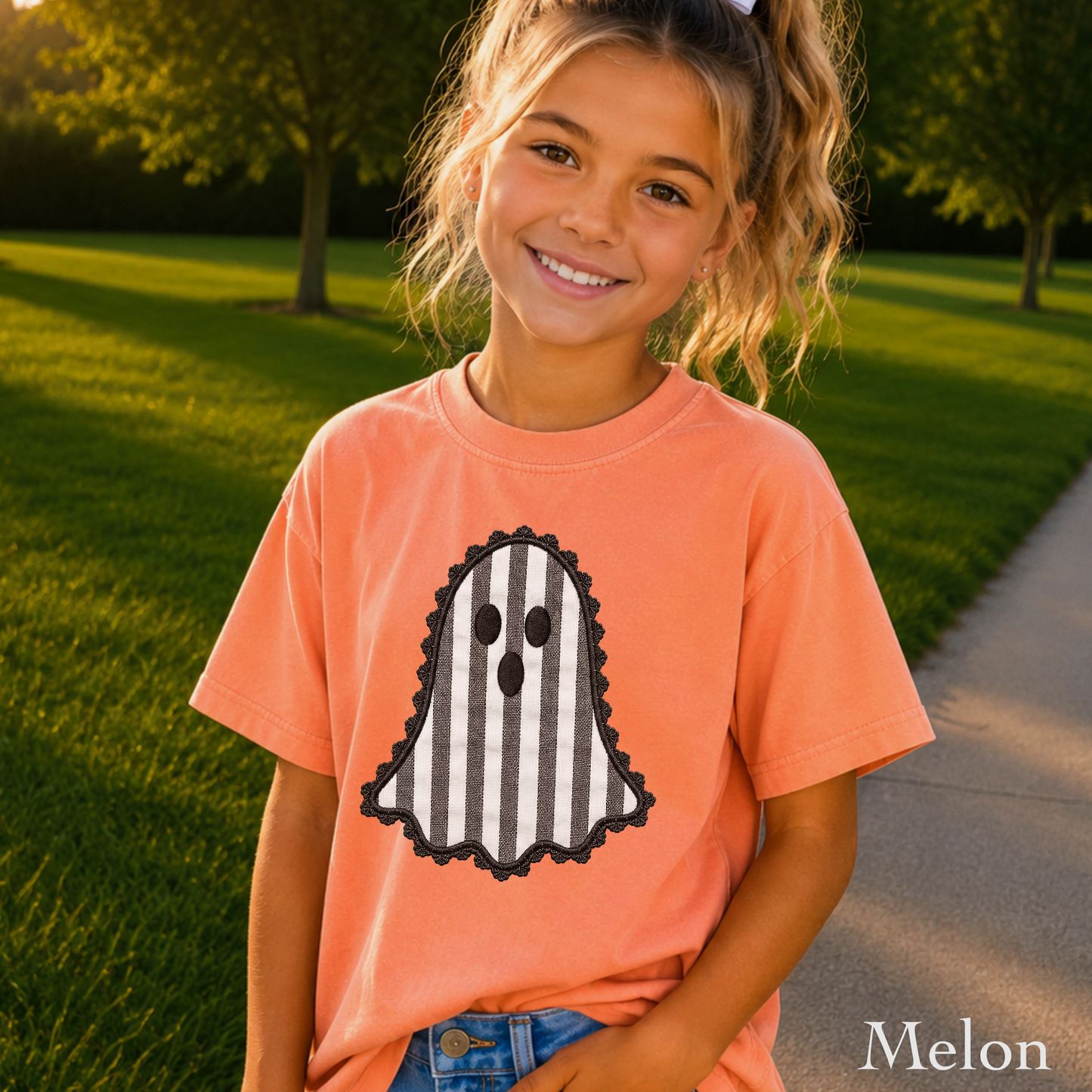 Lace Ghost Halloween Youth Comfort Color T-Shirt