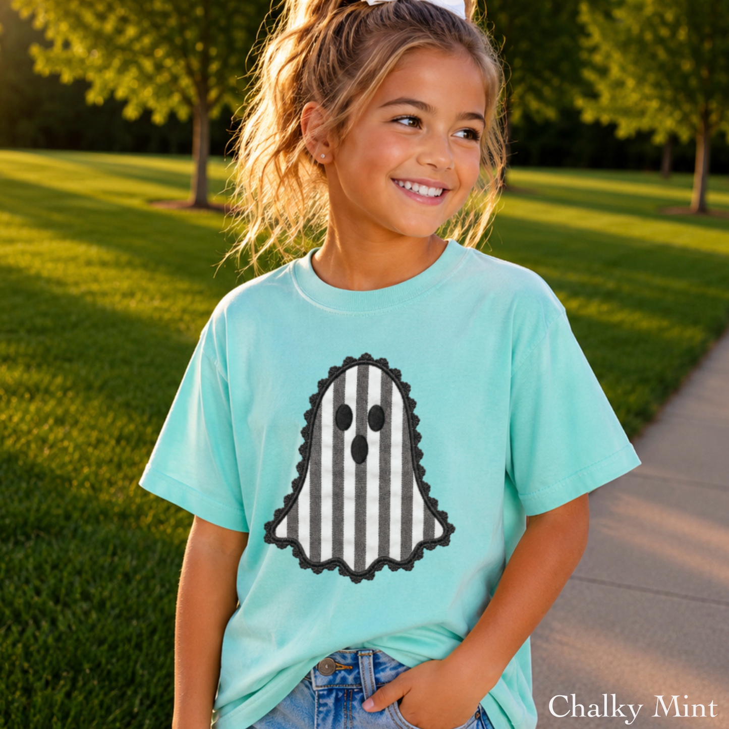 Lace Ghost Halloween Youth Comfort Color T-Shirt
