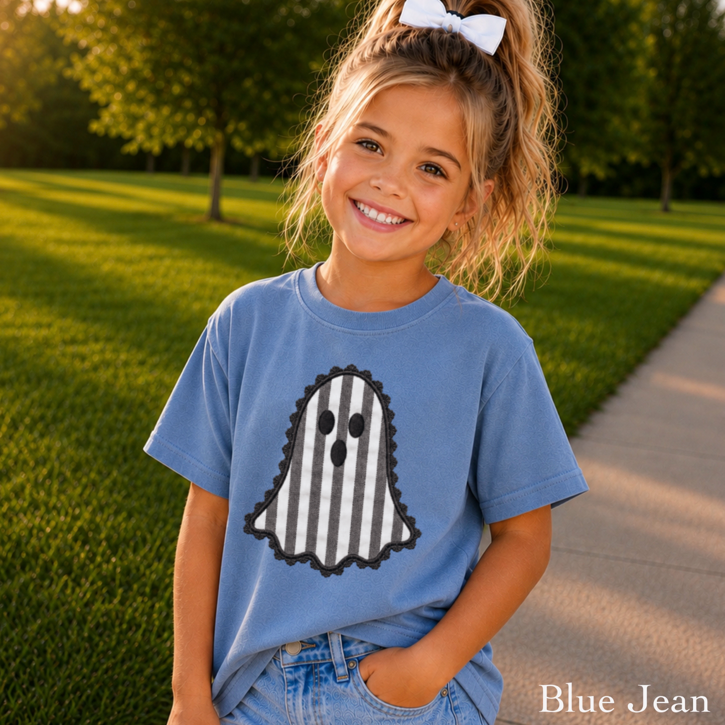 Lace Ghost Halloween Youth Comfort Color T-Shirt