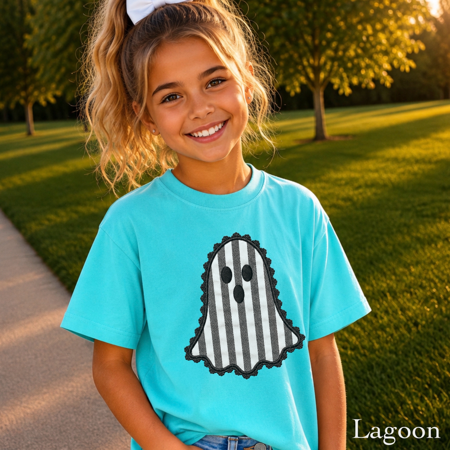 Lace Ghost Halloween Youth Comfort Color T-Shirt