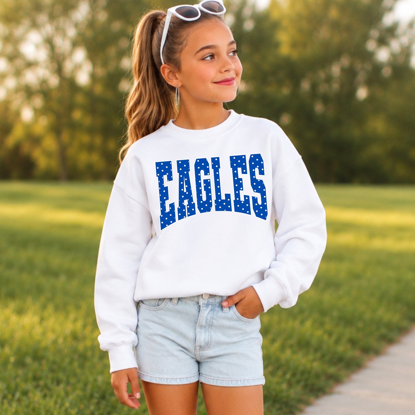 Eagles Polka Dot Youth Crewneck Sweatshirt